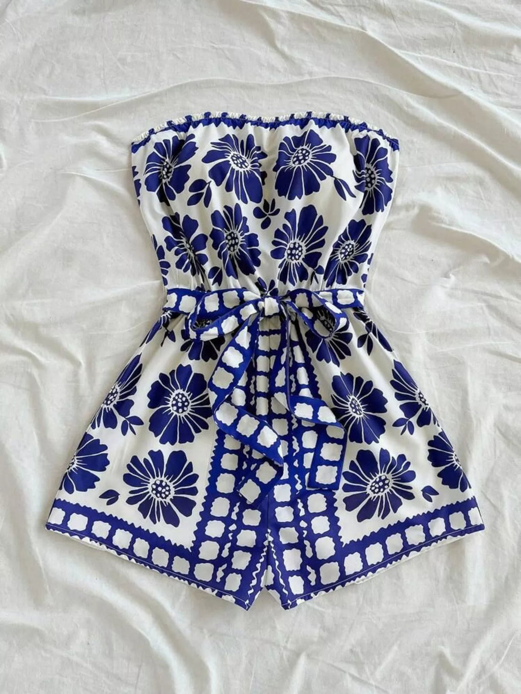 Strapless Tie Waist Romper (2)