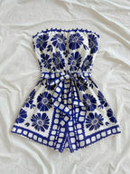 Strapless Tie Waist Romper (2)