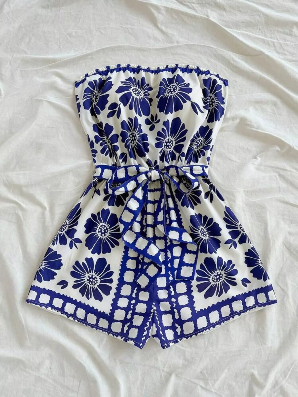 Strapless Tie Waist Romper (2)