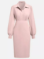 Ruched Midi Shirt Dress Side Slit (12)