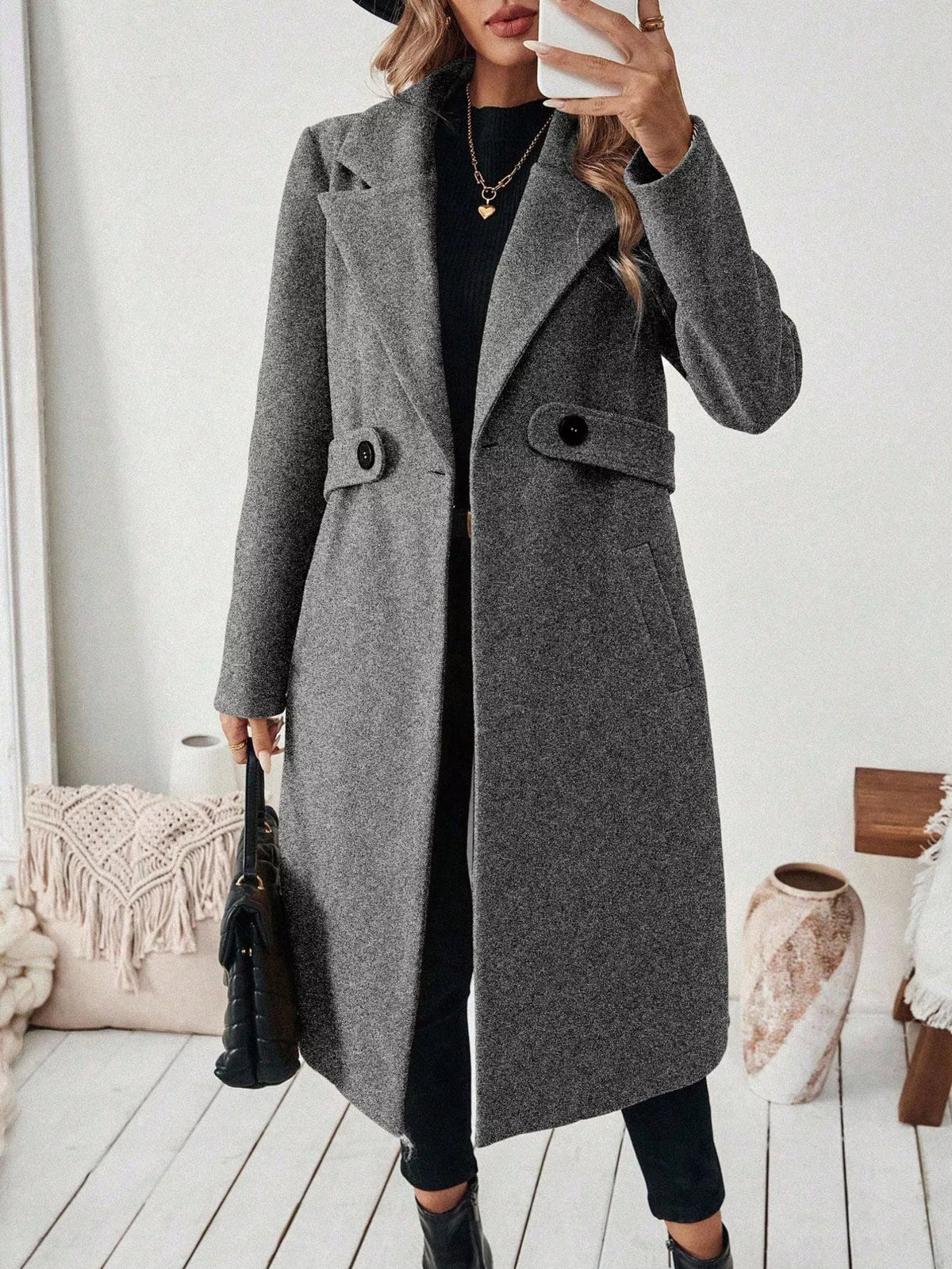 Lapel Collar Longline Coat (14)
