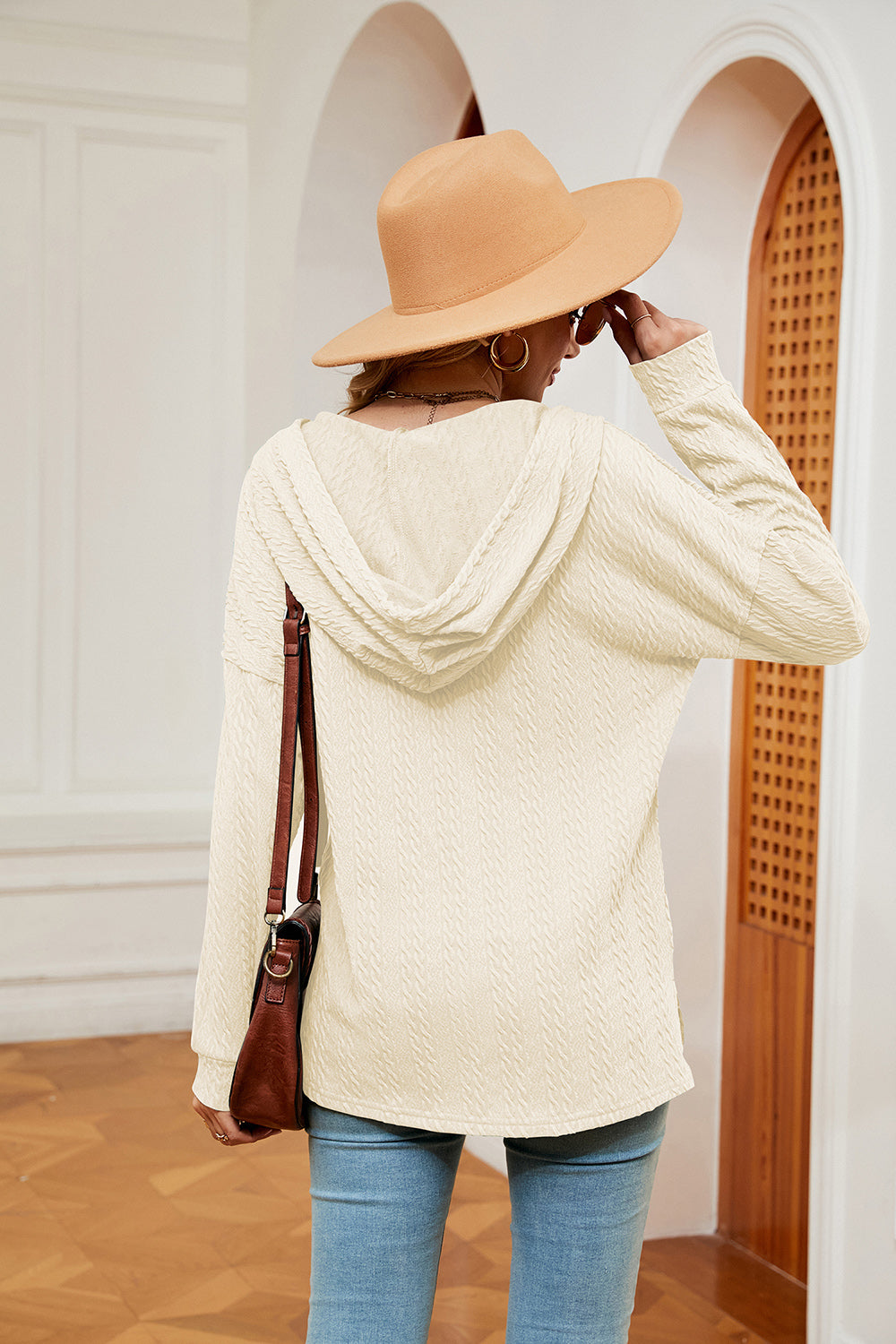 Half-button Dropped Shoulder Hoodie (28)
