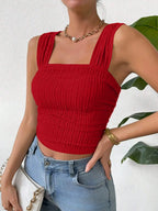 Textured Square Neck Wide Strap Tank (26)