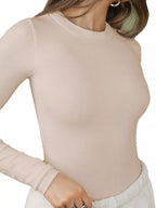 Long Sleeve Crop T-shirt Ribbed Texture (9)