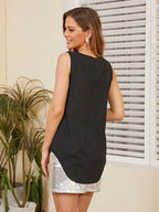 V-neck Pleated Front Sleeveless Cami Top (2)