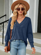 V-neck Long Sleeve T-shirt (21)