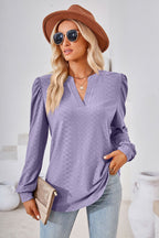 V-neck Puff Sleeve Blouse (4)