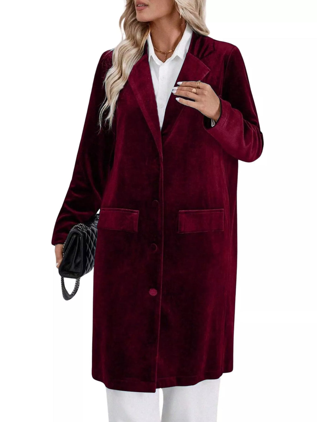 Lapel Collar Long Sleeve Longline Coat (20)