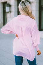 Striped Lantern Sleeve Collared Shirt (15)