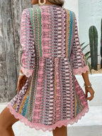 Printed V-neck A-line Dress (15)
