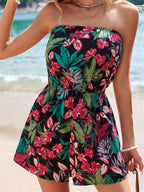 Floral Print Strapless Elastic Waist Romper (13)