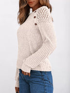 Ribbed Knit T-shirt Lace Shoulder Detail (2)