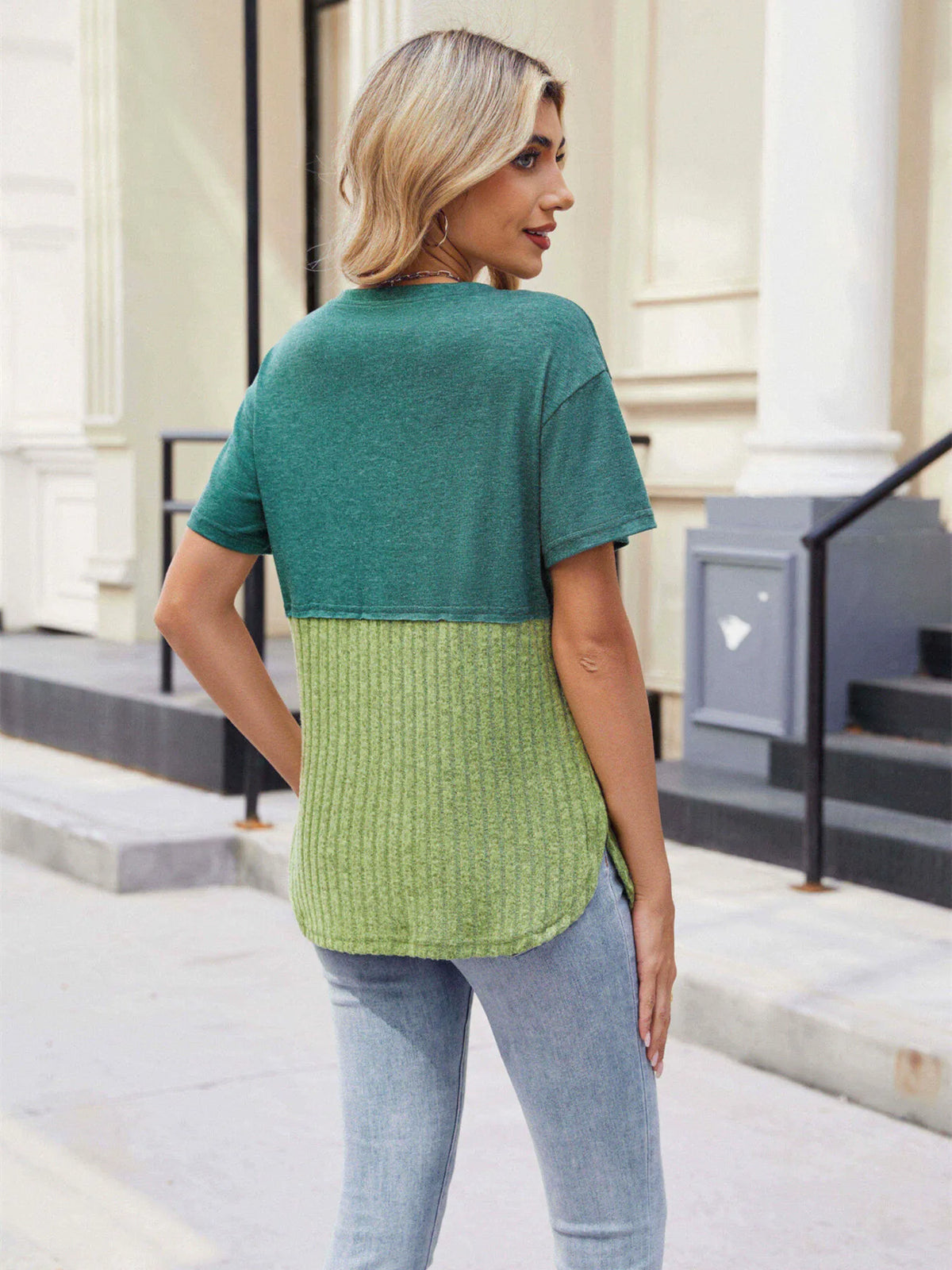 Two-tone Short Sleeve Top (2)