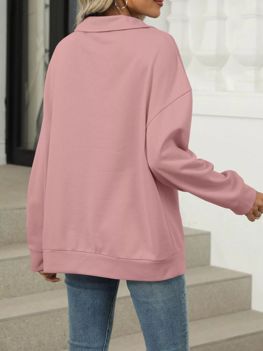 Johnny Collar Drop Shoulder Long Sleeve Sweatshirt (28)