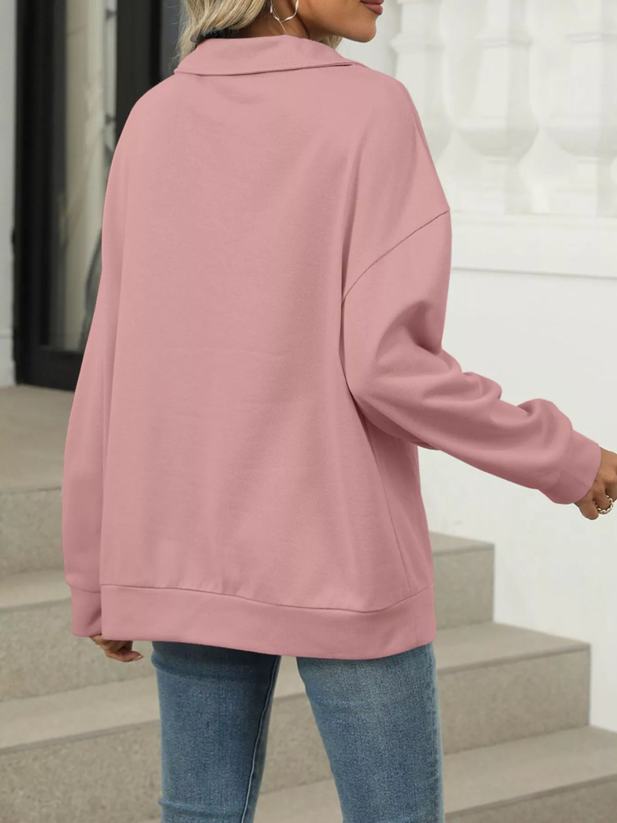 Johnny Collar Drop Shoulder Long Sleeve Sweatshirt (28)