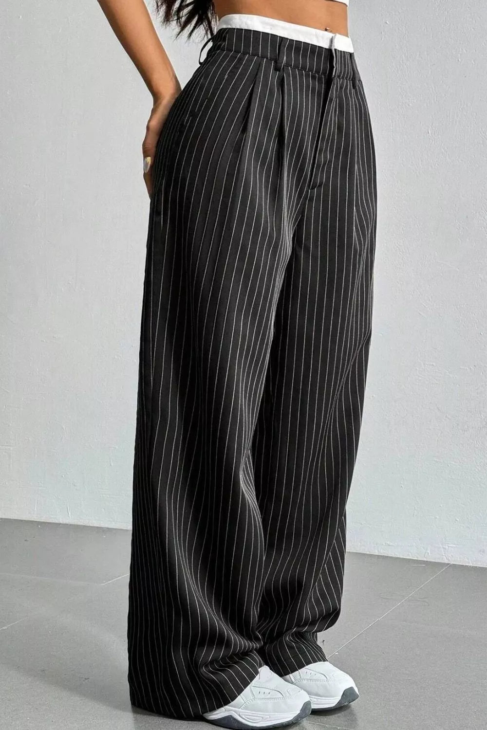 High-waisted Pinstripe Wide-leg Pants (13)