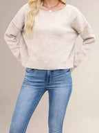 Contrast Trim Dropped Shoulder Sweater (9)