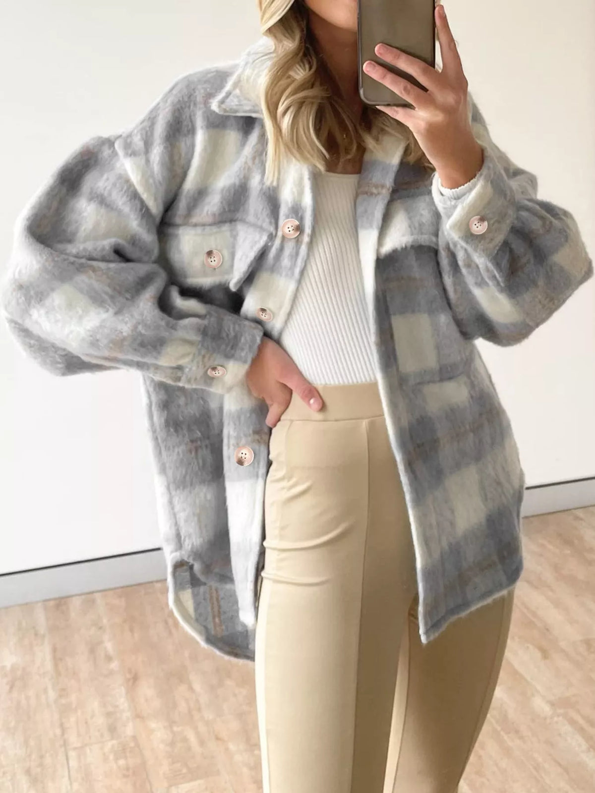 Plaid Button-down Jacket (5)