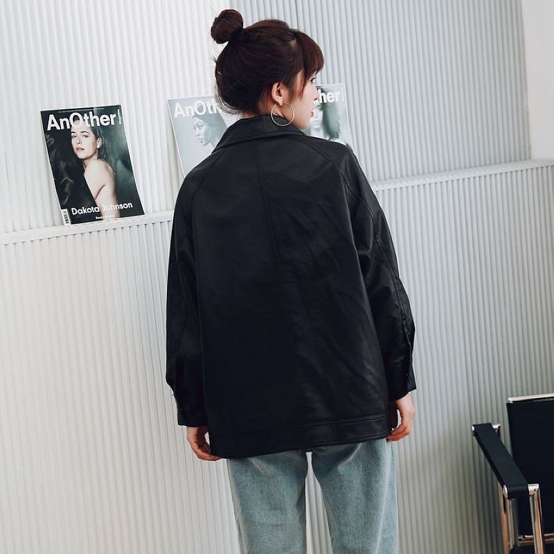 Motorcycle Leather Jacket Mid-length Windbreaker Pu photo 1
