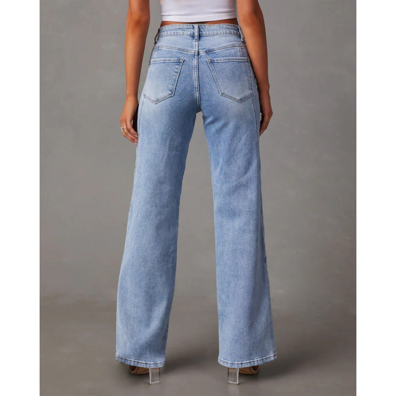 Casual Patchwork Wide Leg Jeans photo 3