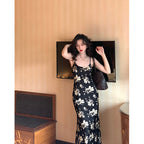 Printed Suspender Fishtail Midi Dress photo 5