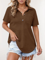 Waffle-knit Short Sleeve Polo Shirt (7)
