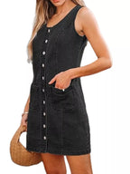 Button-front Sleeveless Denim Dress (4)