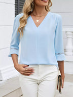V-neck 3/4 Sleeve Blouse (14)