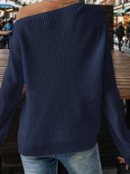 One-shoulder Ribbed Knit Top Relaxed Fit (12)