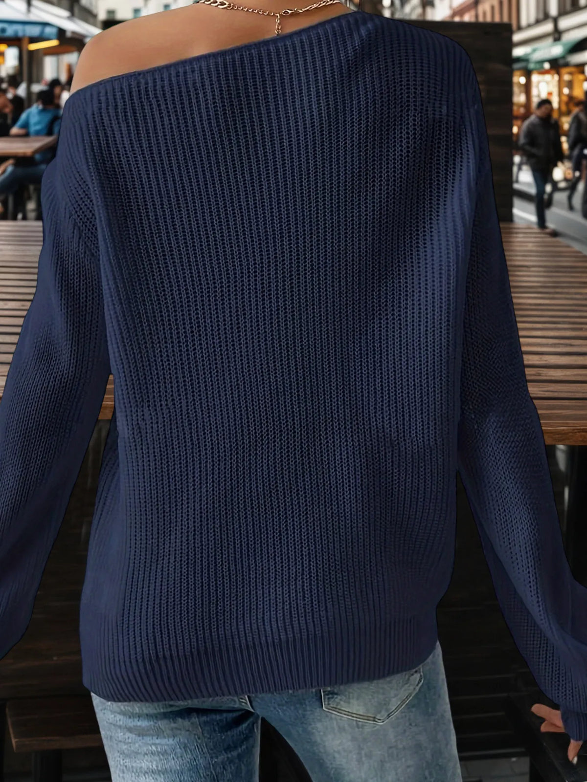 One-shoulder Ribbed Knit Top Relaxed Fit (12)