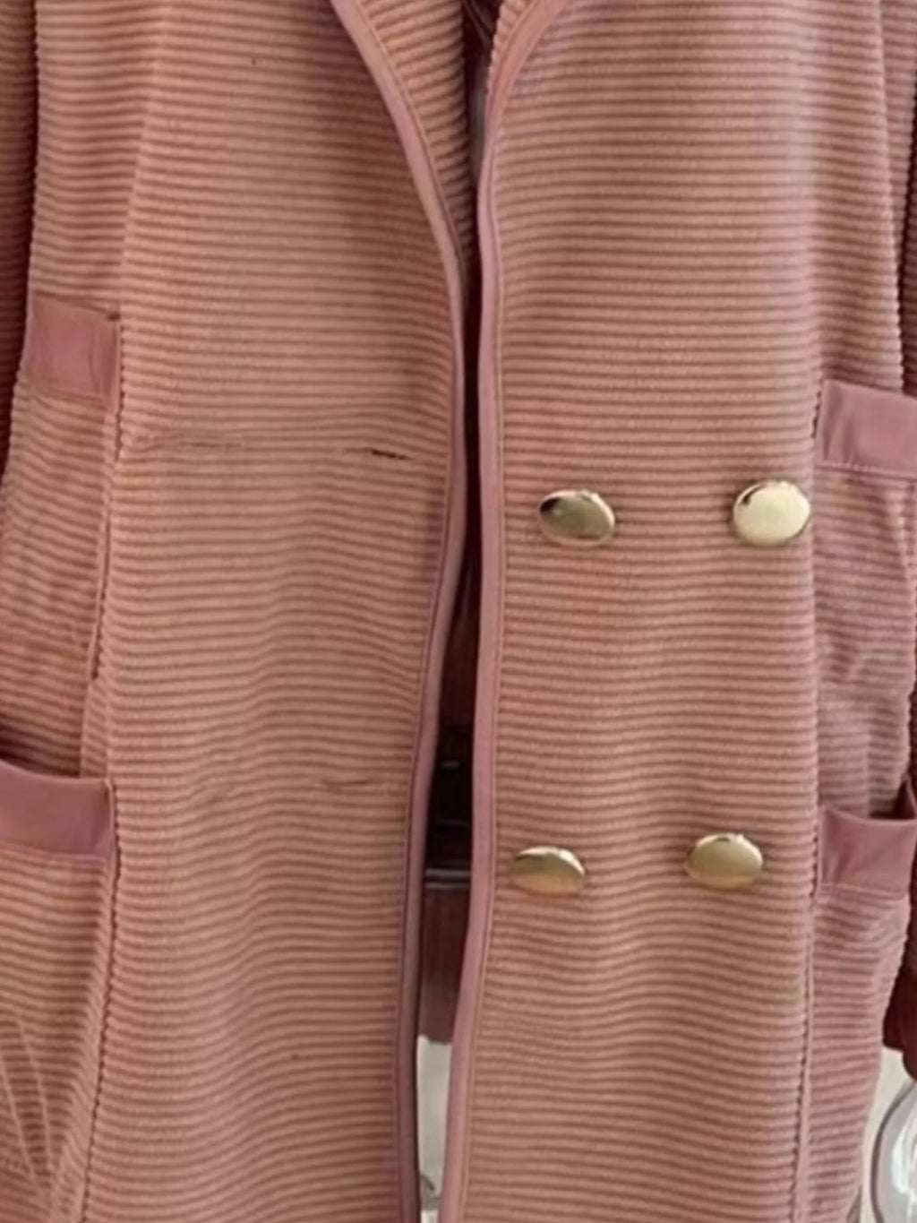 Texture Knit Double-breasted Blazer (5)