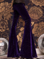 Velvet High Waist Flared Pants (24)