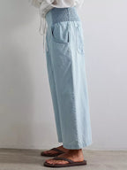 Smocked High-waisted Wide Leg Jeans (2)