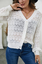 Openwork V-neck Cardigan (2)
