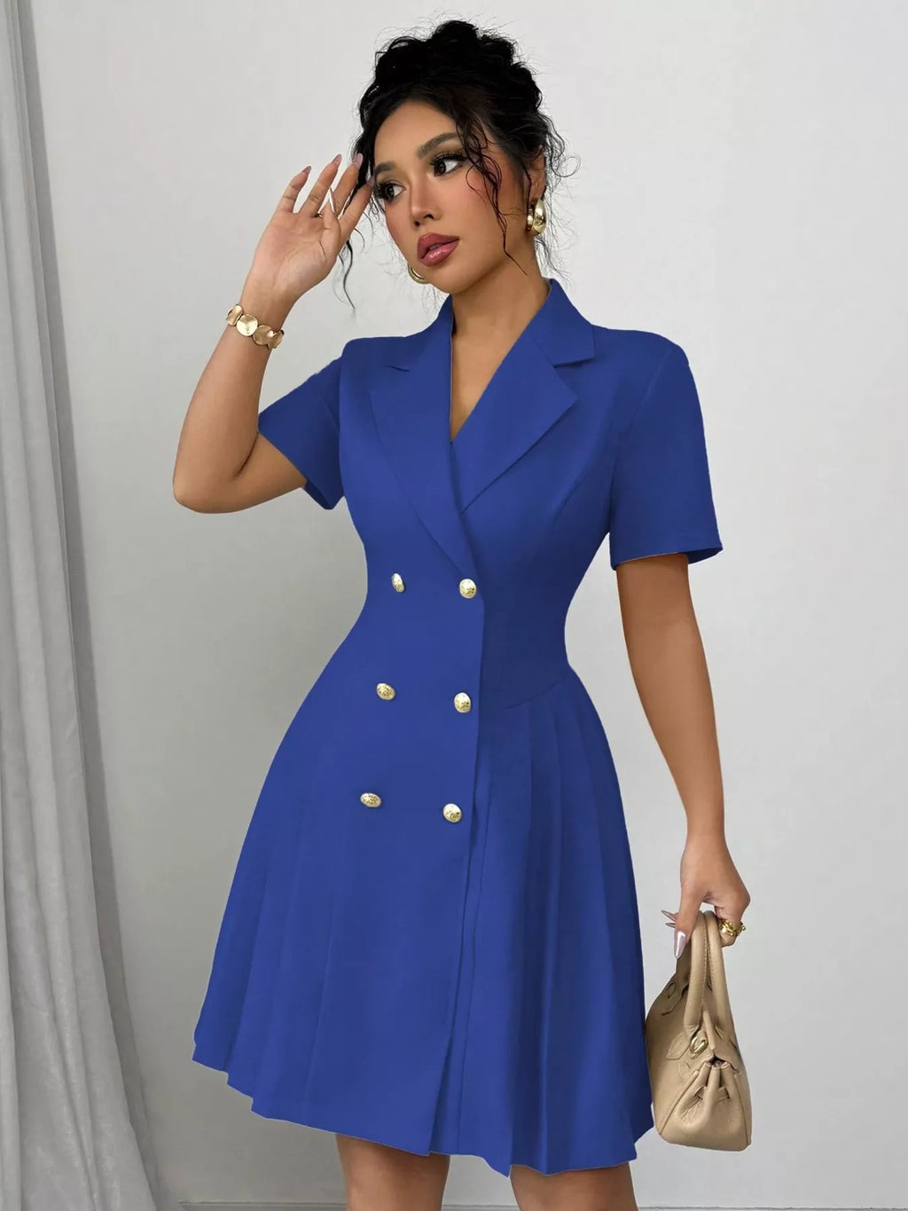 Double-breasted Pleated Blazer Dress (13)
