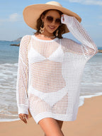 Backless Boat Neck Long Sleeve Cover Up (4)