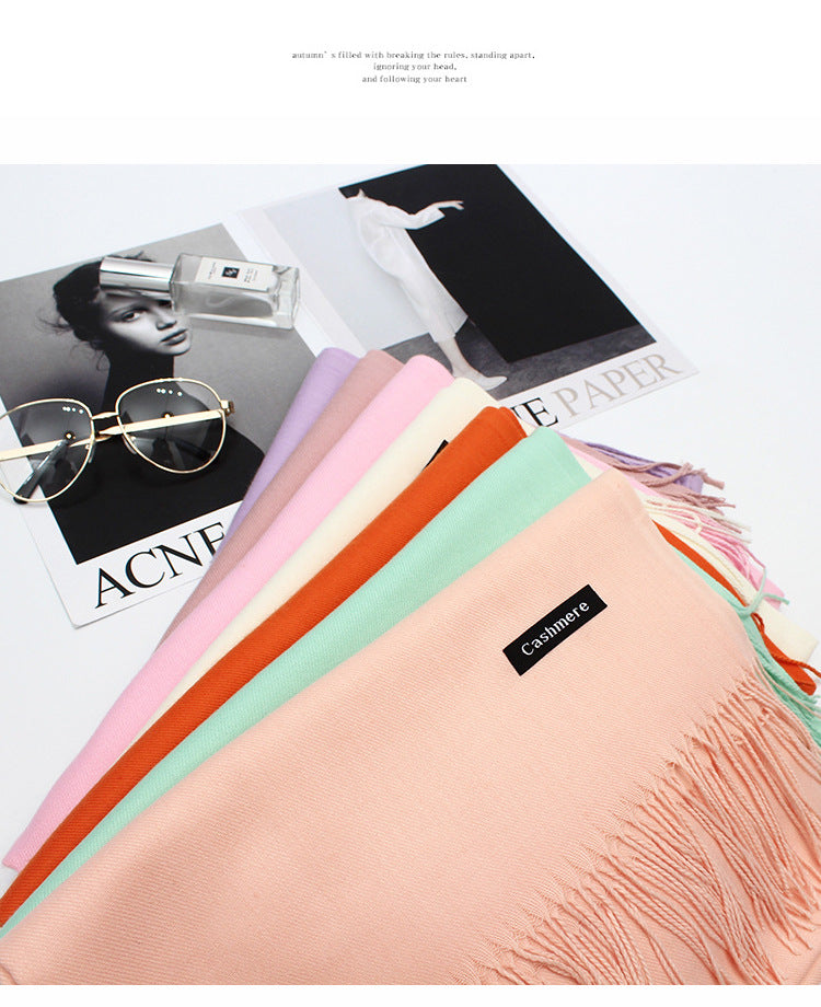 Cashmere Scarf Solid Color photo 10