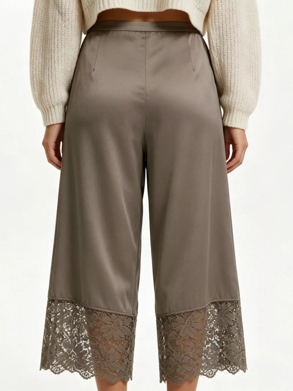 Lace Trim Wide-leg Cropped Pants (29)