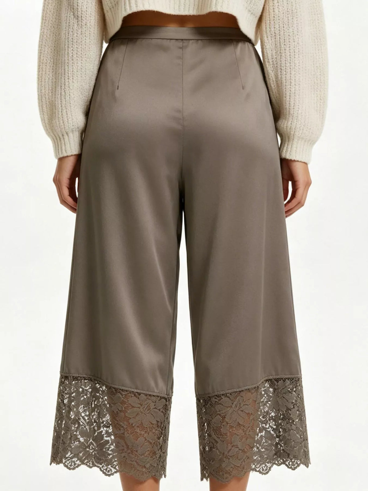 Lace Trim Wide-leg Cropped Pants (29)