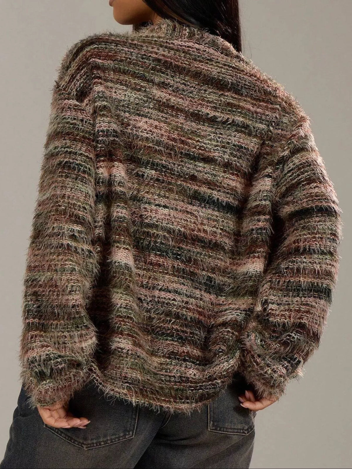 Chunky Knit V-neck Button-up Cardigan (9)
