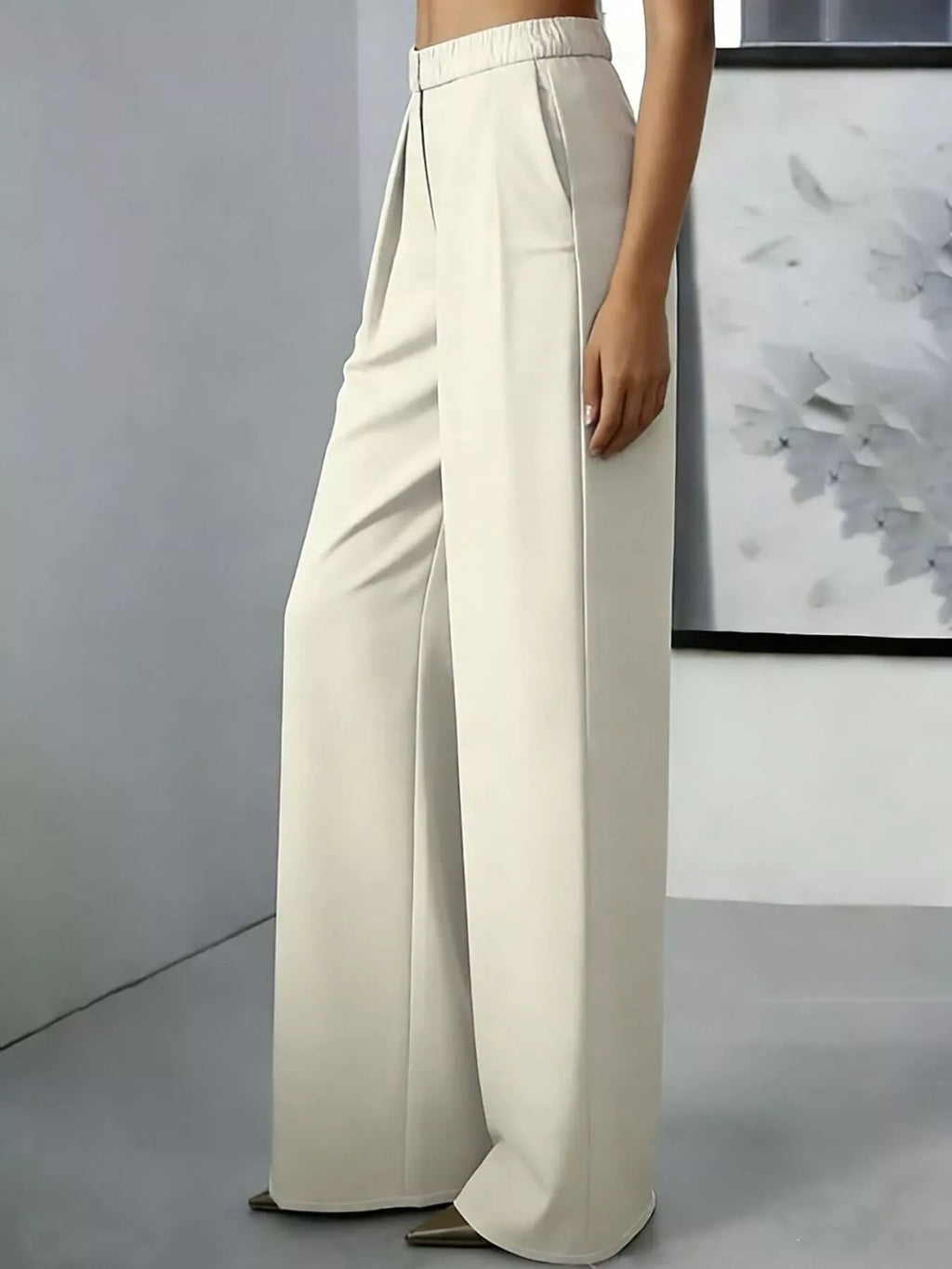 High-waisted Pleated Wide-leg Pants (2)