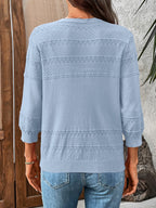 Textured Button-front Cardigan 3/4 Sleeves (18)