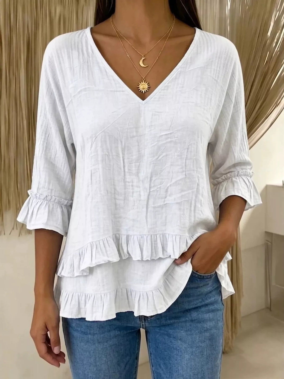 V-neck Ruffle Sleeve Top (7)