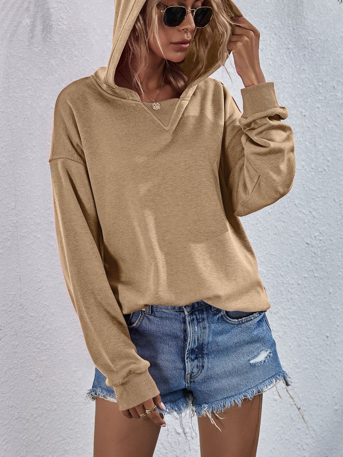 Dropped Shoulder Slit Hoodie (21)