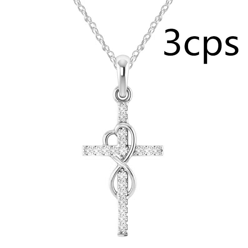 Alloy Pendant Diamond Eight-character Cross Necklace (37)