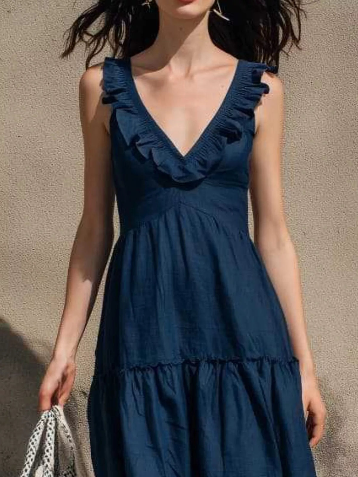Full Size Ruffled V-neck Tiered Midi Dress Plus (5)