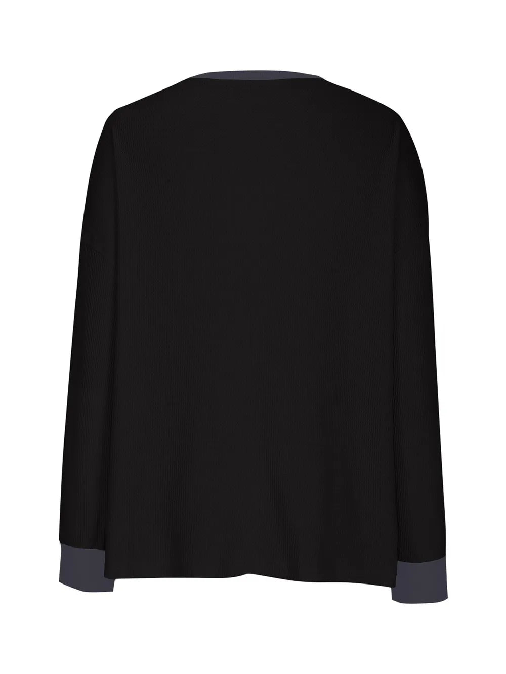 Waffle Knit Round Neck Long Sleeve T-shirt (25)
