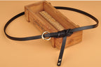 Round Button Top Leather Belt variant CJNSFSYD00510-Black