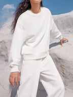 Round Neck Long Sleeve Top Elastic Waist Pants Set (11)