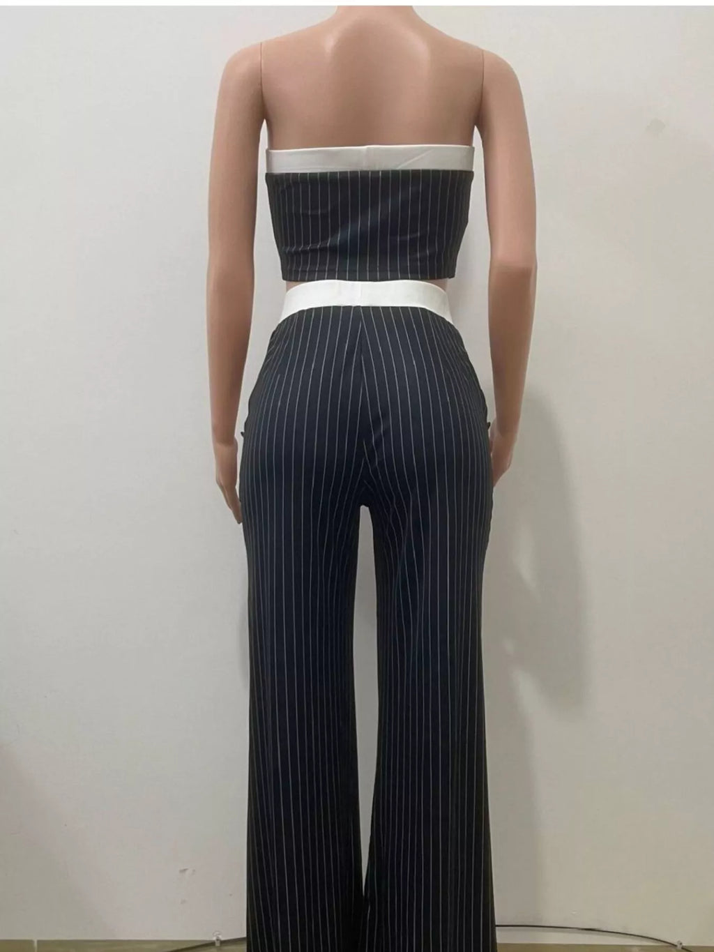 Striped Strapless Crop Top Wide-leg Pants Set (5)